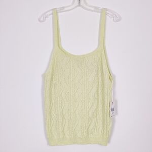 Dex Women's Cable Knit Spaghetti Strap Neon Green & Yellow Tank Top Size 1XL NEW